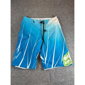Fox Racing Futurama Board Shorts Mens 31 Blue White Stretch OAP Beachwear Swim